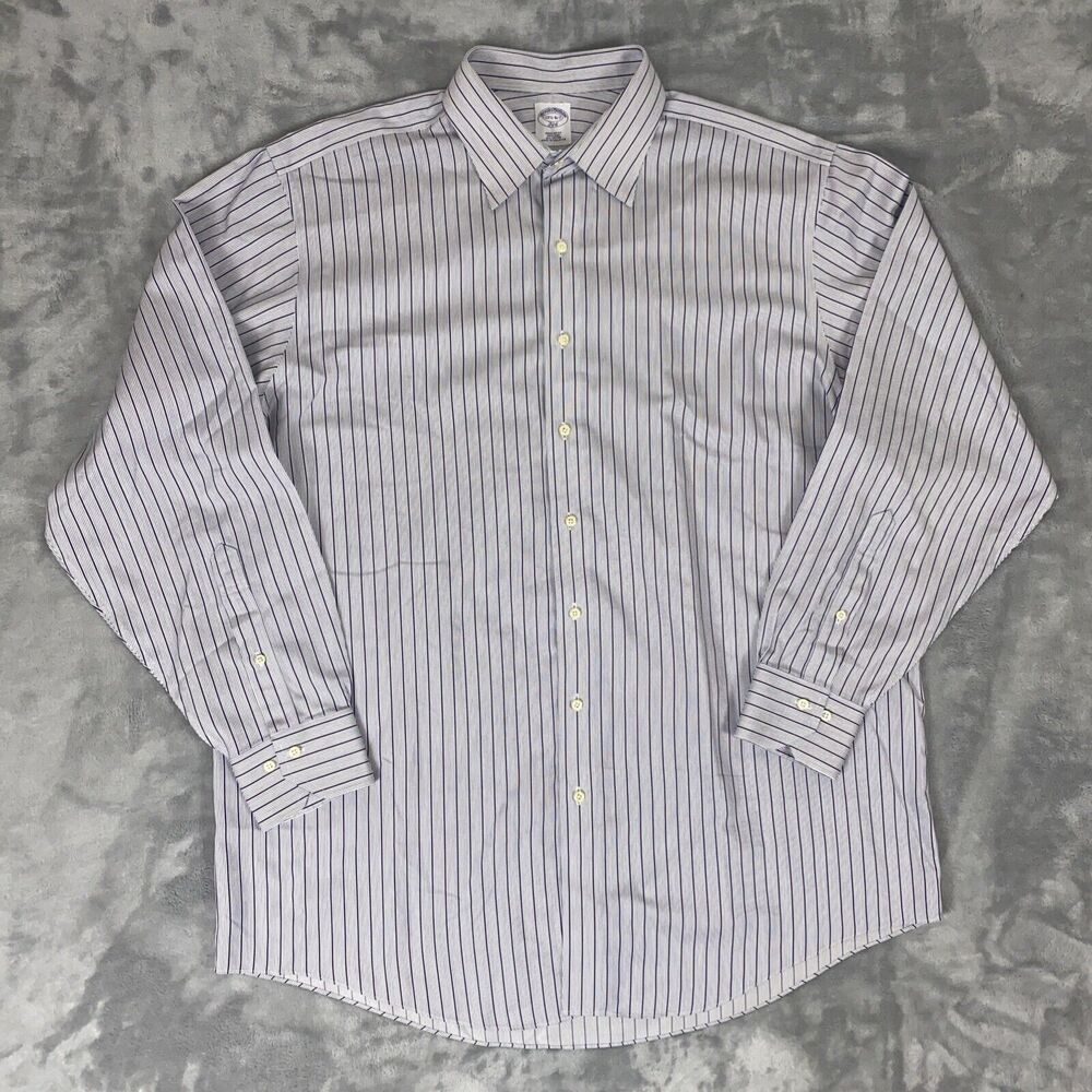 Brooks Brothers White and Blue Striped Dress Shirt